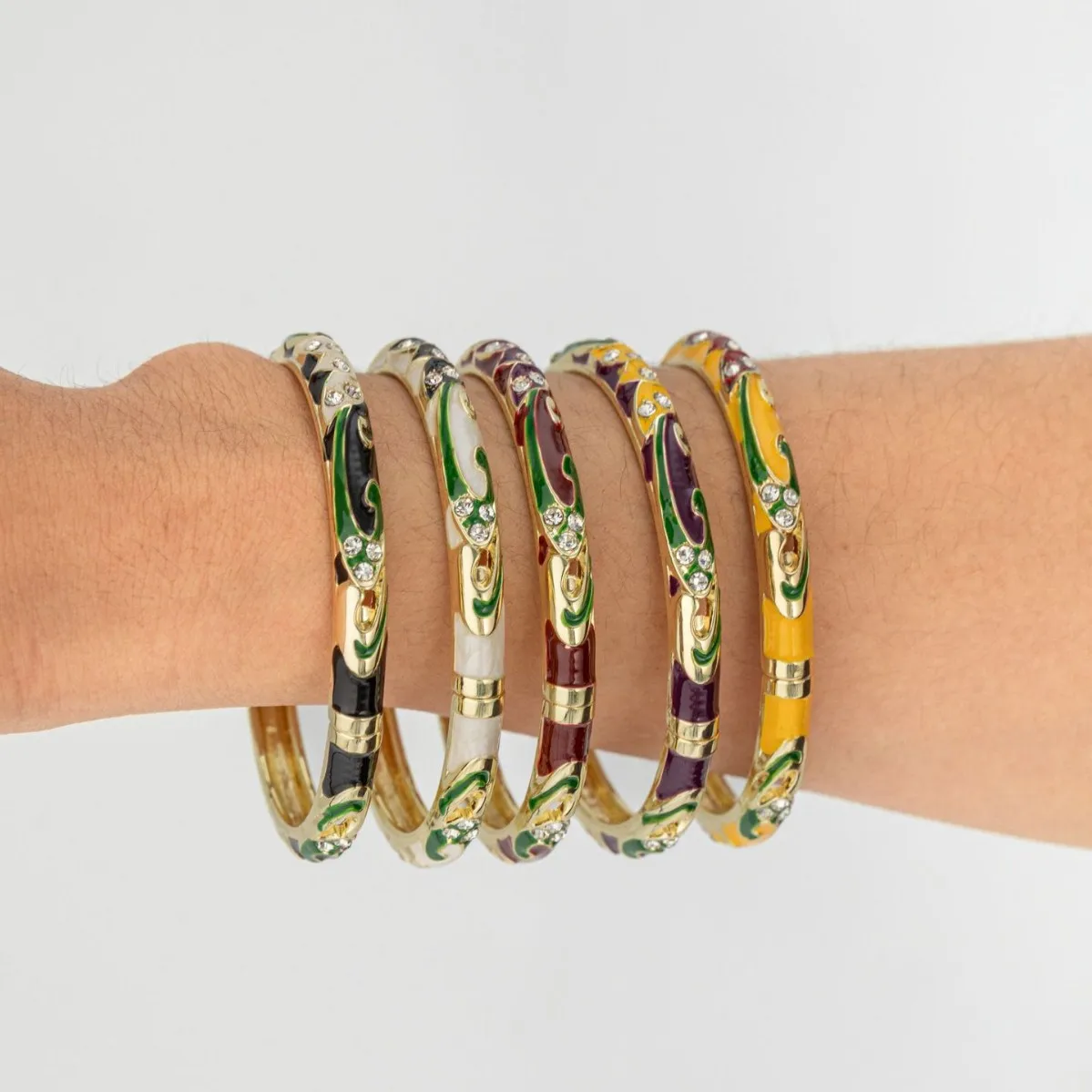 

enamel bangle bracelet Floral Bangle Bracelet Retro Gold-Tone Open Cuff, Elegant Dainty Jewelry For Women Gifts