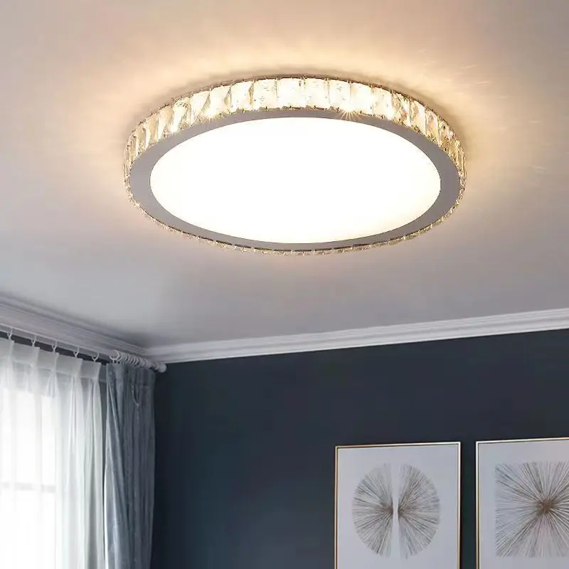 Silver Crystal LED Chips Crystal Lamp Lighting Fixture LED Circle Light Diameter 500mm Pendant in Bedroom Living Room