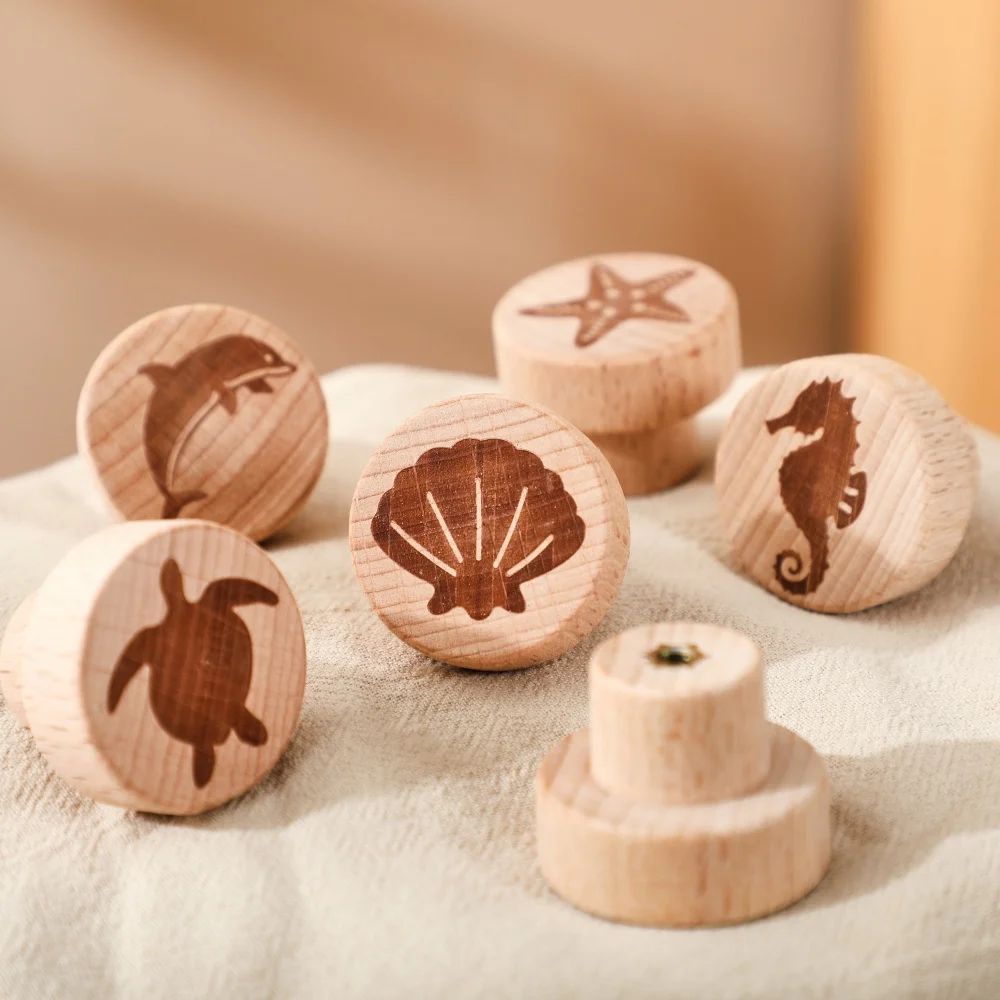 Wooden Drawer Knob Cartoon Animal Boho Dresser Knob Baby Room Decoration Cupboard Furniture Drawer Pulls Handles with Screws