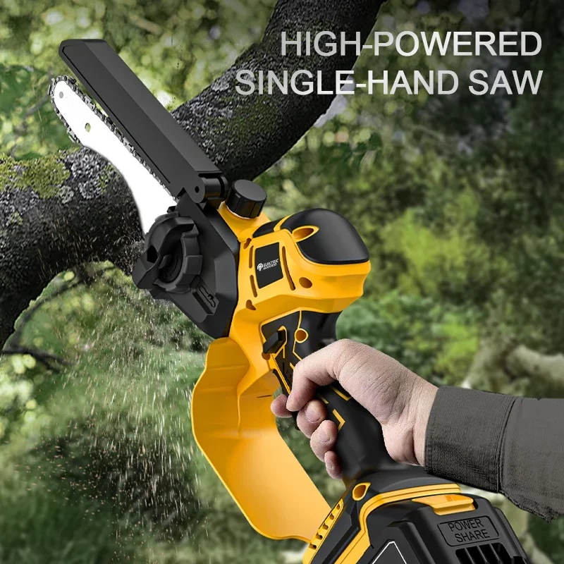 Electric Goddess 8 Inch Brushless Chain Saw Cordless Mini Handheld Pruning Saw Woodworking Power Cutting Tool for Dewalt Battery