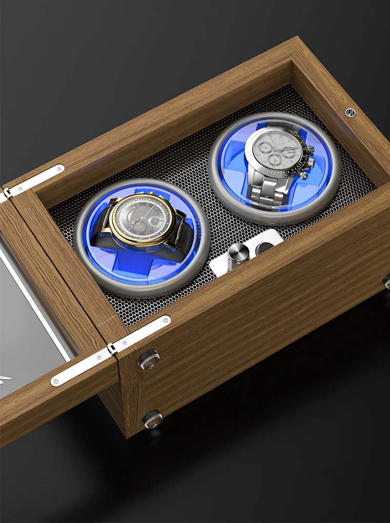 IBBETON Luxus-Uhrenbeweger aus Holz, High-End, 2 4, 6 Fächer, automatische Uhrenbox mit Mabuchi-Stummschaltungsmotor, Uhrenschrank, Uhrenaufbewahrung – Detail 20