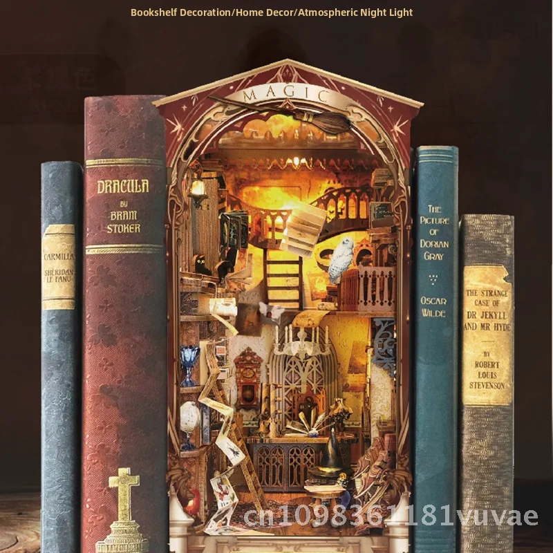 DIY Wooden 3D Hand-Assembled Magic World Book Stand Model Building Toy for Birthday Gift Intellectual Development & Brain
