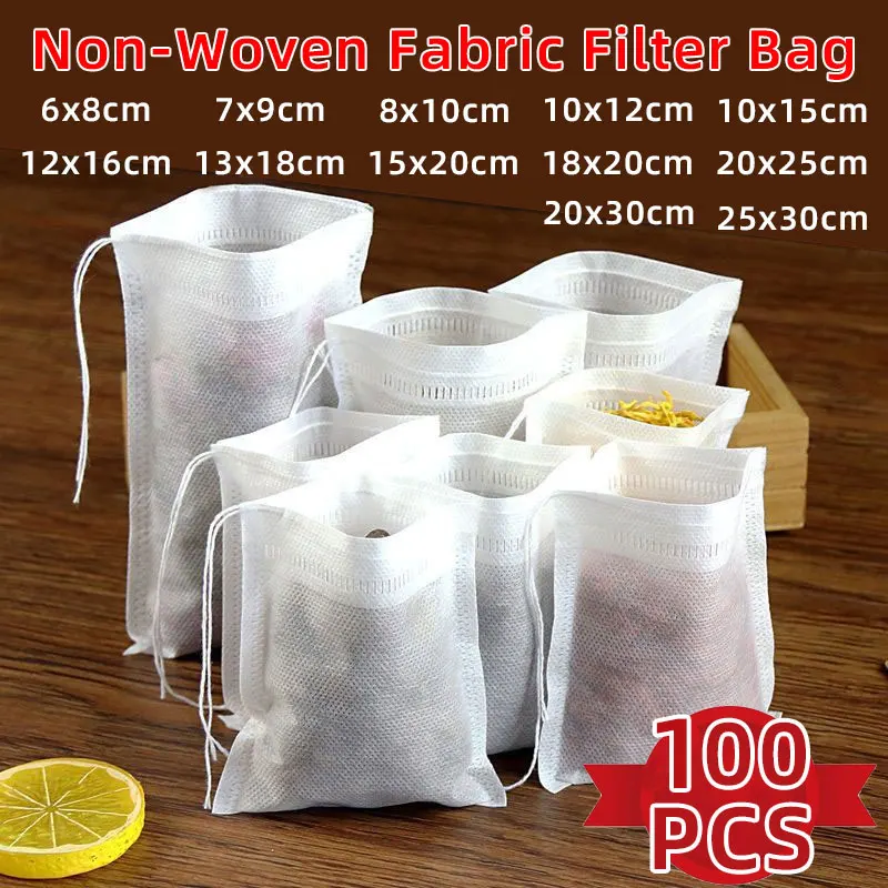 

Disposable Tea Filter Bags Non-woven Fabric Tea Bag for Spice Tea Infuser with String Heal Seal Disposable Teabags Empty Tea Bag