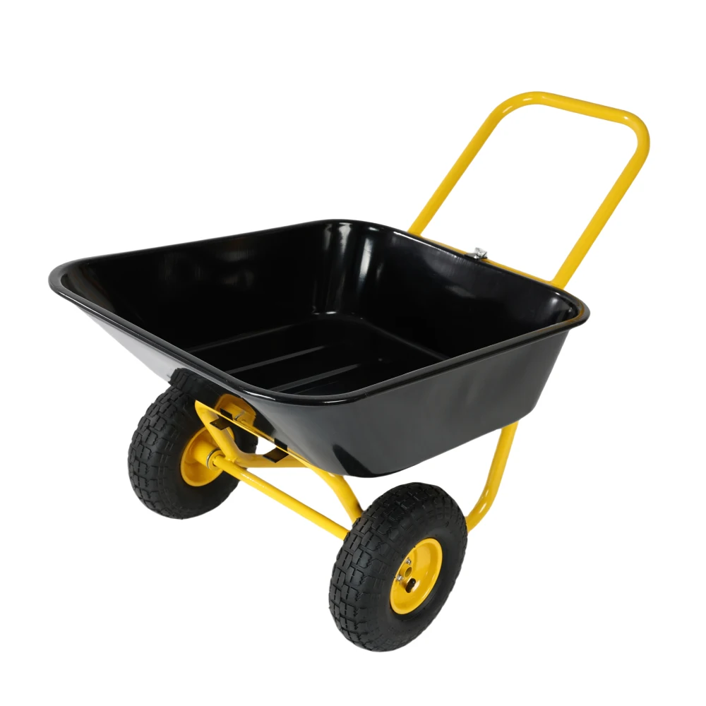 

Two-wheeled Barrow Garden Cart 10-inch Pneumatic Wheels(Yellow + Black)