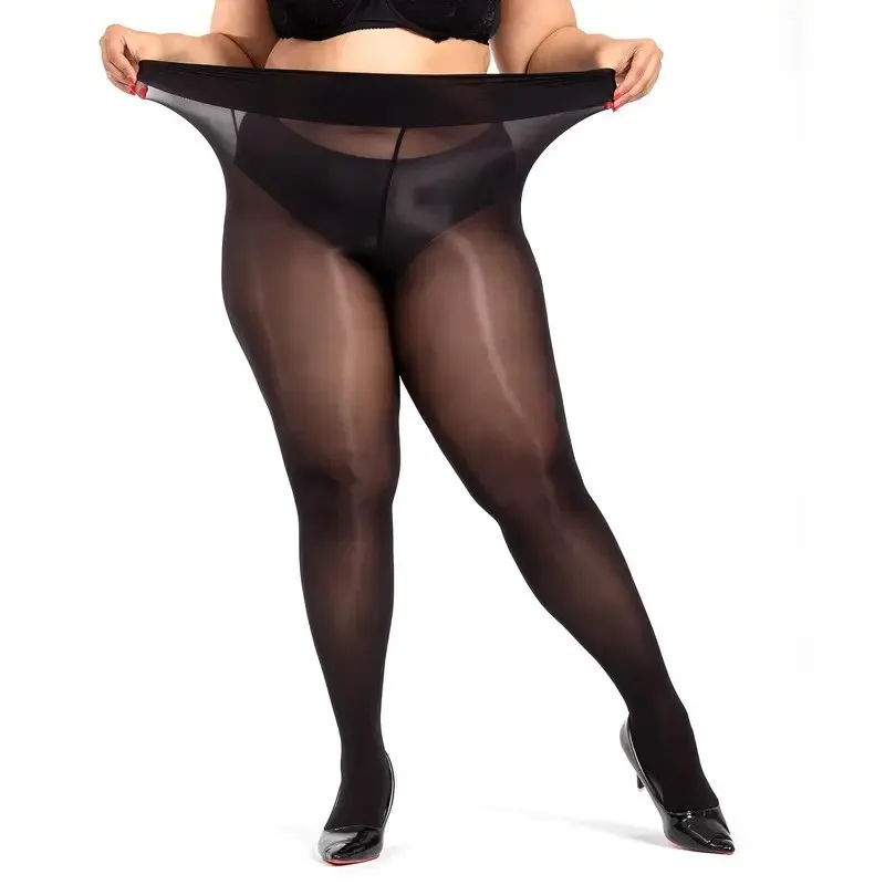 

Женские глянцевые колготки больших размеров с добавлением конского масла, ультратонкие, блестящие, эластичные, черные, шелковистые, 3XL, 4XL