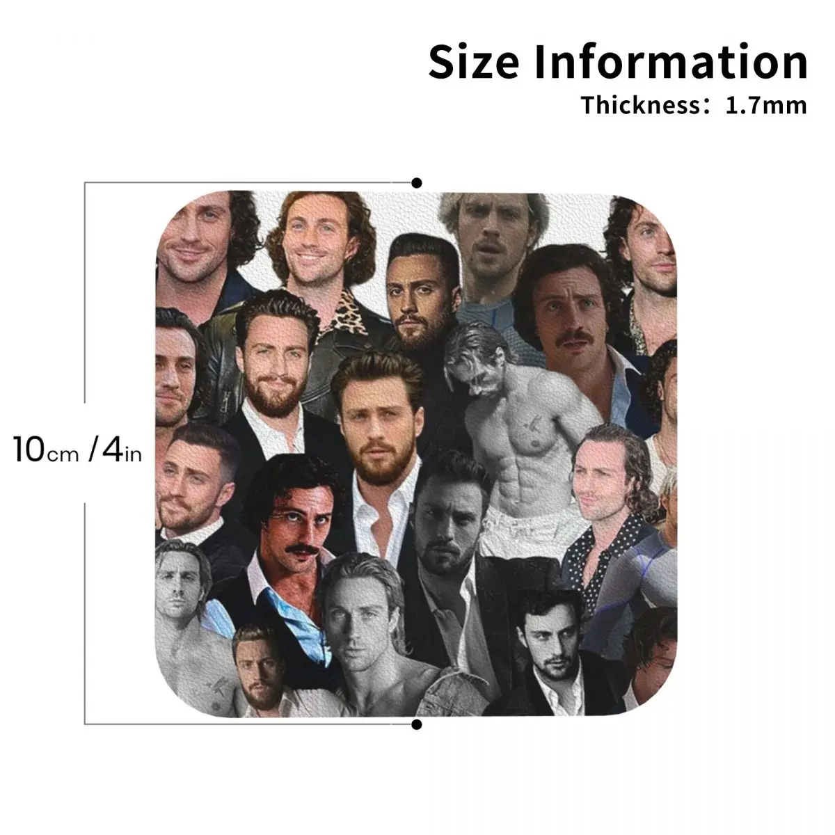 Aaron-taylor Johnson Photo Collage Coasters PVC Leather Placemats Non-slip Coffee Mats for Decor Home Dining Pads Set of 6