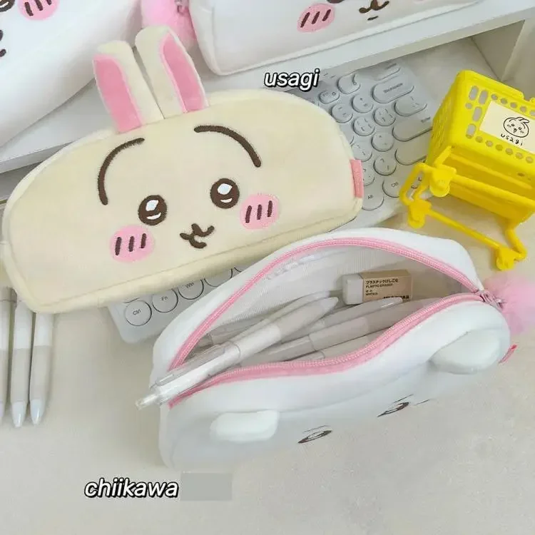 Kawaii Chiikawa Plüsch-Federmäppchen Cartoon Hachiware Usagi Schreibwarentasche Große Kapazität Schreibwaren-Aufbewahrungstasche Schülergeschenke – Detail 6