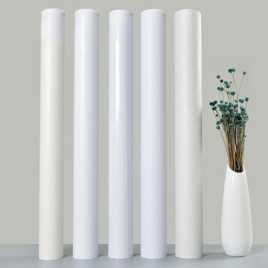 PVC Desktop Refurbished Film Wardrobe Cabinet Door Waterproof Wallpaper Self-Adhesive Furniture Decor Solid Color Wall Stickers
