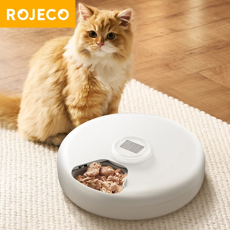 ROJECO Automatic Pet Feeder Wet Dry Food Dispenser 6 Meals Wireless Smart Cat Feeder Kibble Dispenser For Cat Dog Pets Supply