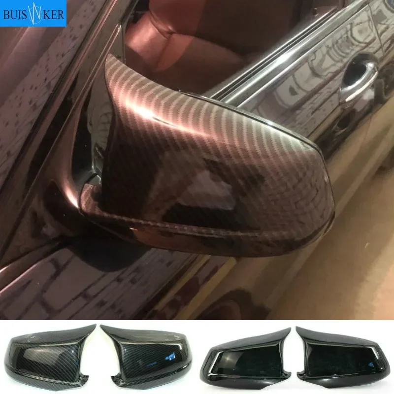 

Pair Black/Carbon Fiber Look Rearview Mirror Caps Car Door Wing Mirror Cover Replacement For BMW F10 5-Series 2011-2013 Pre-LCI