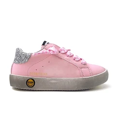 Scarpe firmate Sneakers personalizzate per bambini 2024 suola in gomma in pelle rosa scarpe sportive per ragazzi per bambini scarpe Casual da ragazza di lusso