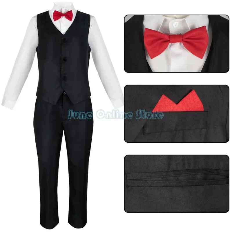 Jigsaw Killer Cosplay Anime Saw 10 Costume pour hommes, manteau imbibé, ensemble de pantalons en émail, masque de fête d'Halloween, tenue pour homme