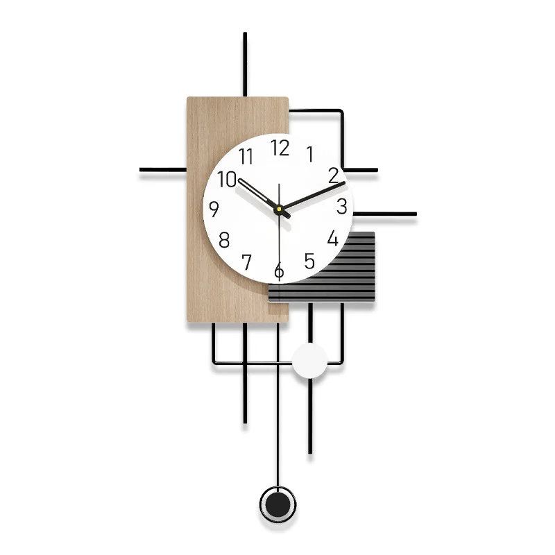 

Modern creative wall clock fashionable and personalized home restaurant background wooden decoration clock silent wall hanging