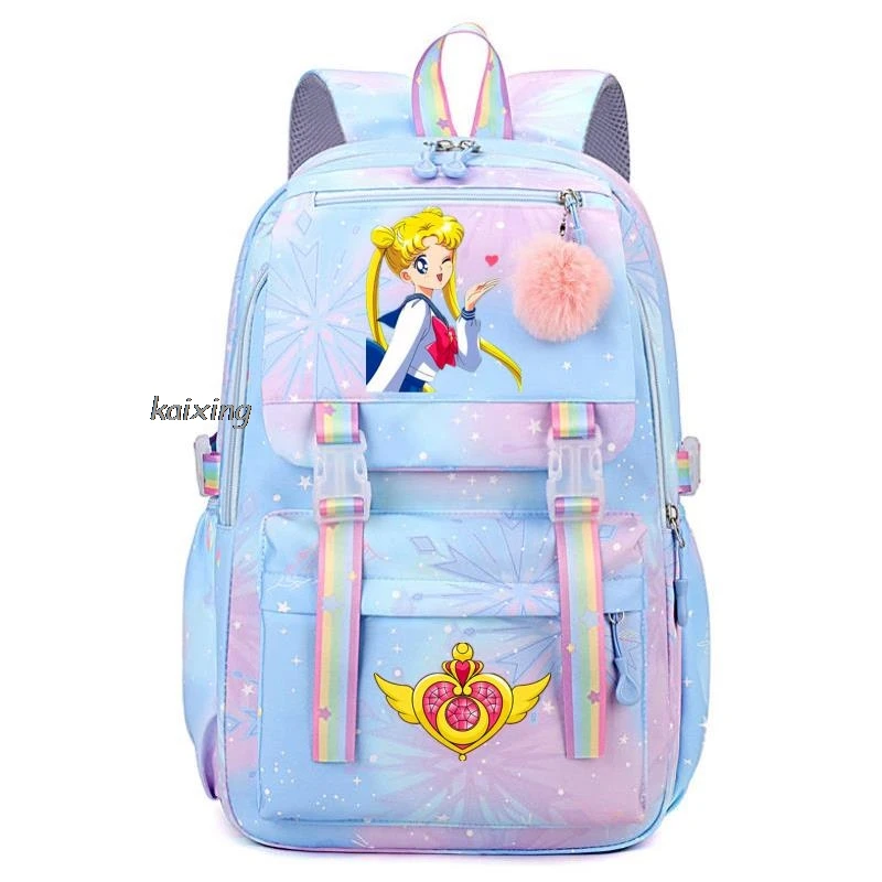 Mochila Sailor Moons para niñas, niños, estudiantes, adolescentes, niños, mochilas escolares informales, lindas, regalo de cumpleaños