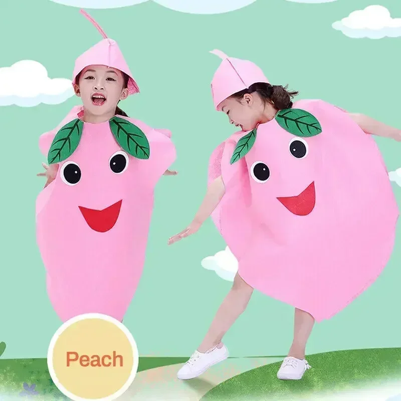 Obst- und Gemüse-Cosplay-Kostüme für Kinder, lustiges Erdbeer-Trauben-Outfit für Jungen und Mädchen, Bühnenkleidung mit Gemüse-Motiv