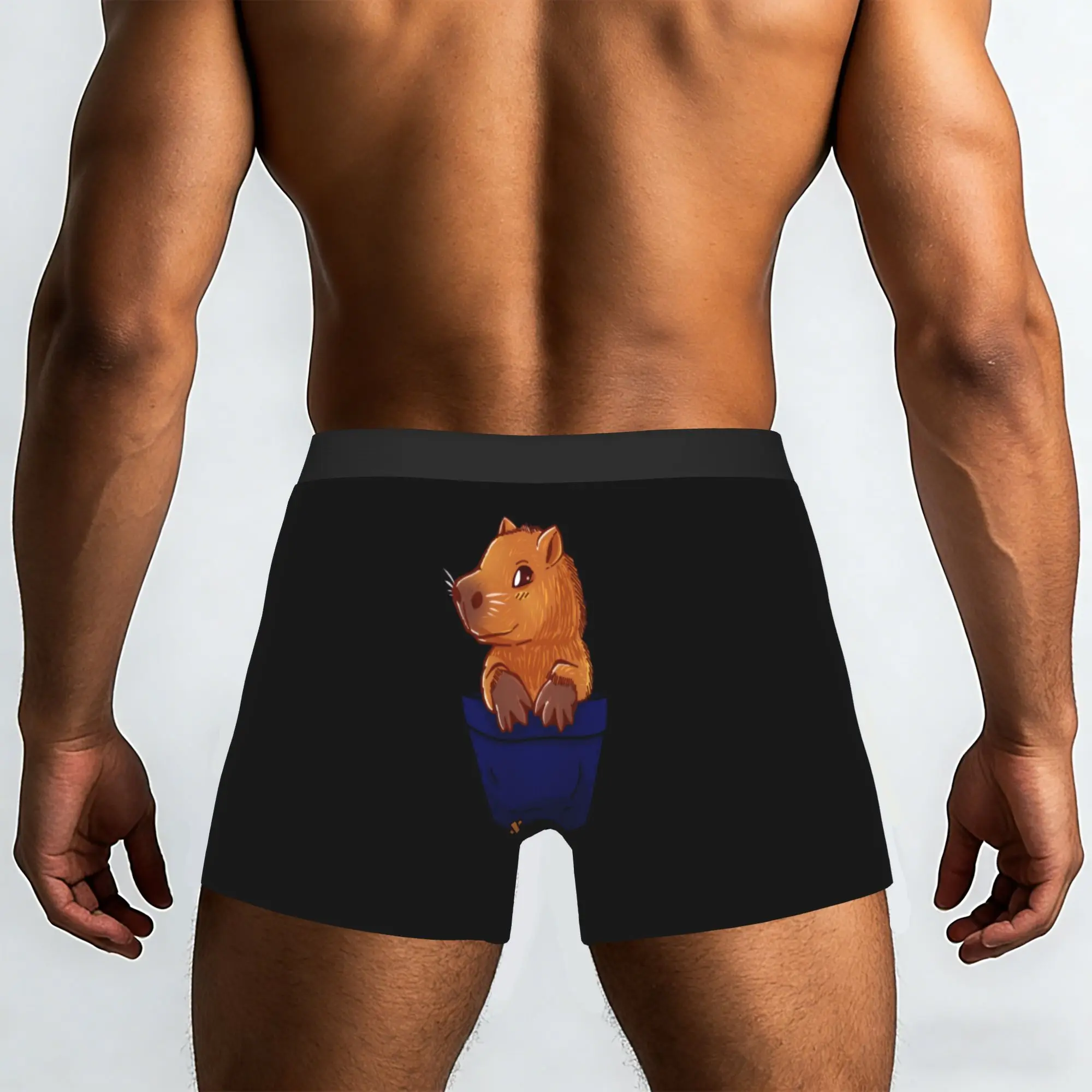 Custom Pocket Cute Capybara Underwear Men Stretch  Boxer Briefs Shorts Panties Soft Underpants For Homme
