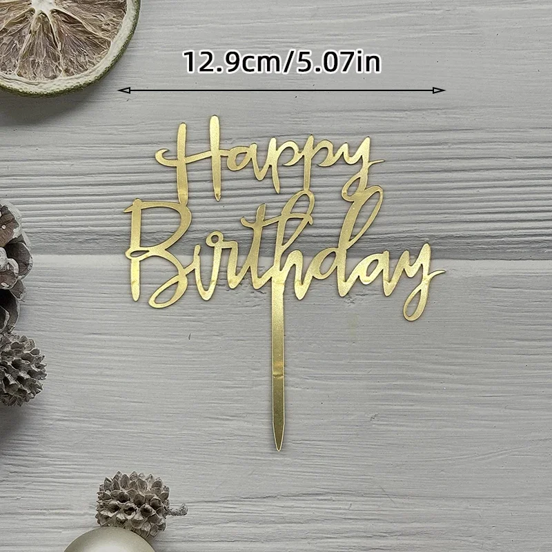 Tortenaufsatz „Happy Birthday“, groß, Acryl, Schwarz, Gold, Buchstabendekoration, Partyzubehör, 40 Designs für Jungen und Mädchen, Kuchendekoration – Detail 4