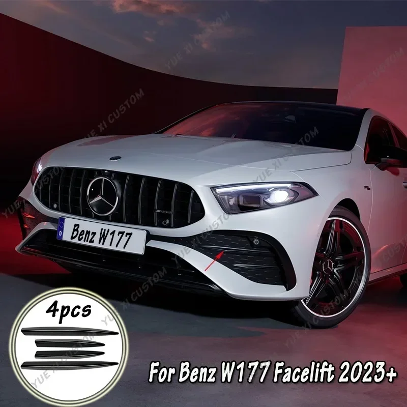 

For Mercedes Benz A Class W177 A180 A200 A35 AMG Facelift 2023+ Car Front Bumpers Lip Side Air Vent Intake Trim Grille Stickers