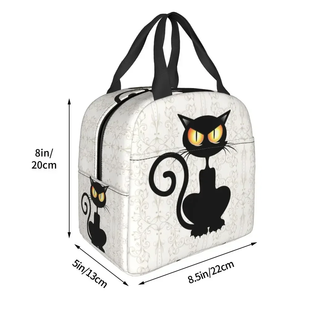 Fun Black Cat Falling Down Insulated Lunch Box for Women Portable Warm Cooler Thermal Lunch Bag School Food Picnic Tote Bags view 2