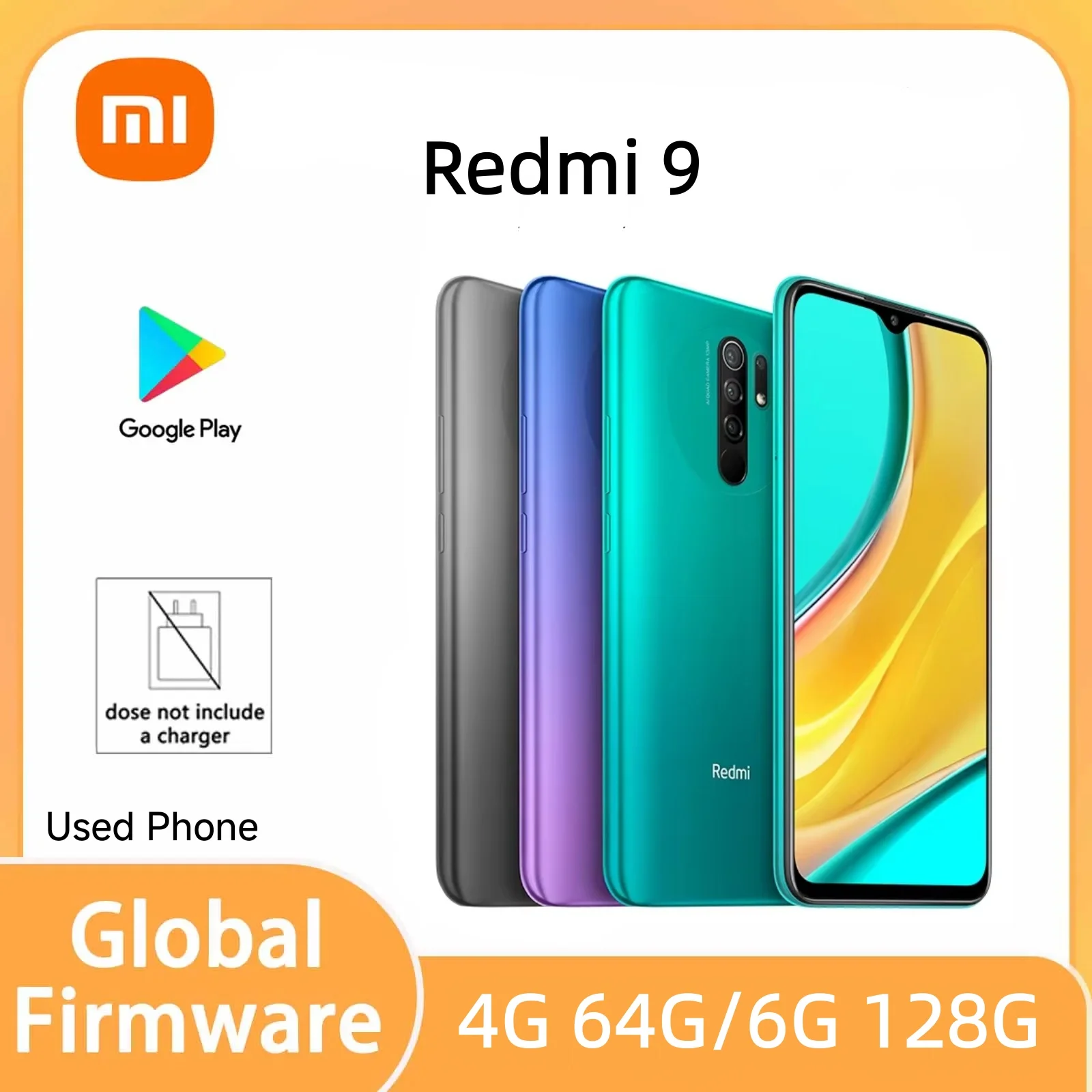 Глобальная прошивка для смартфона Xiaomi Redmi 9, процессор Helio G80, 13 МП квадрокамера, аккумулятор 5020 мАч, 6.53-дюймовый FHD+ дисплей, оригинальный мобильный телефон