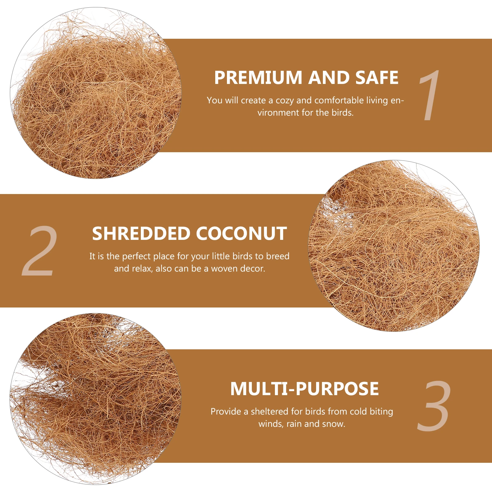 

Bird's Nest Cushion Material Nests Bedding Materials Natural Light Brown Coconut Palm Silk