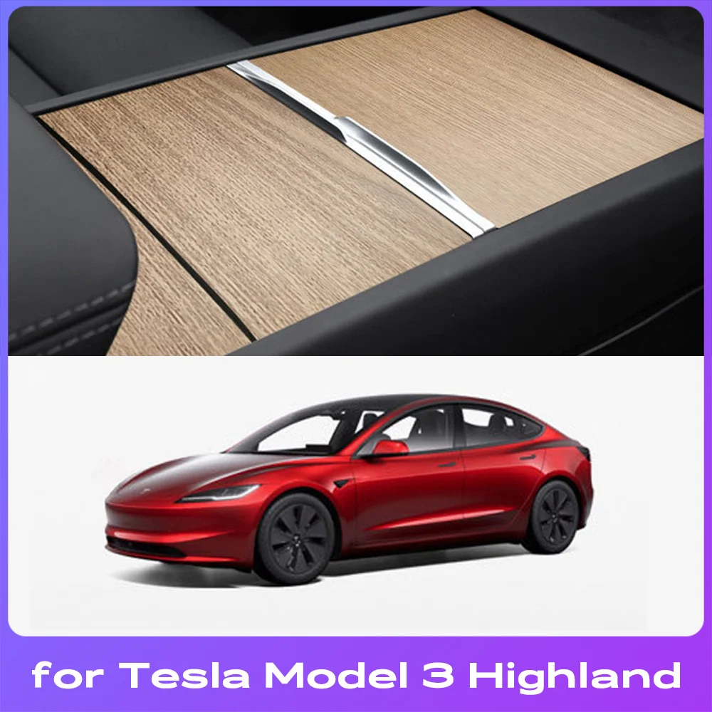 For Tesla Model 3+ Highland 2024 Center Console Panel Sticker Suede Film Carbon Central Control Cover Car Interior Accessories