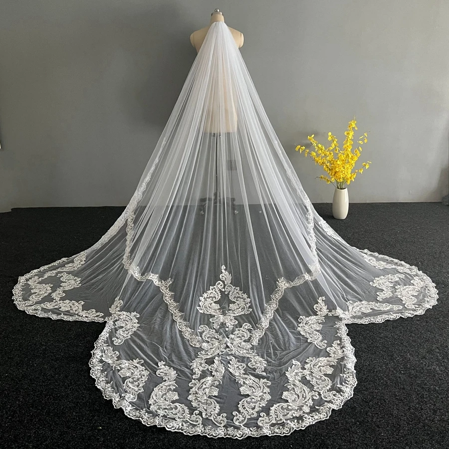 Hot Sale White Ivory Cathedral wedding veil for Bride Wedding accessories Velos de novia Bridal veils boda Matrimonio bride