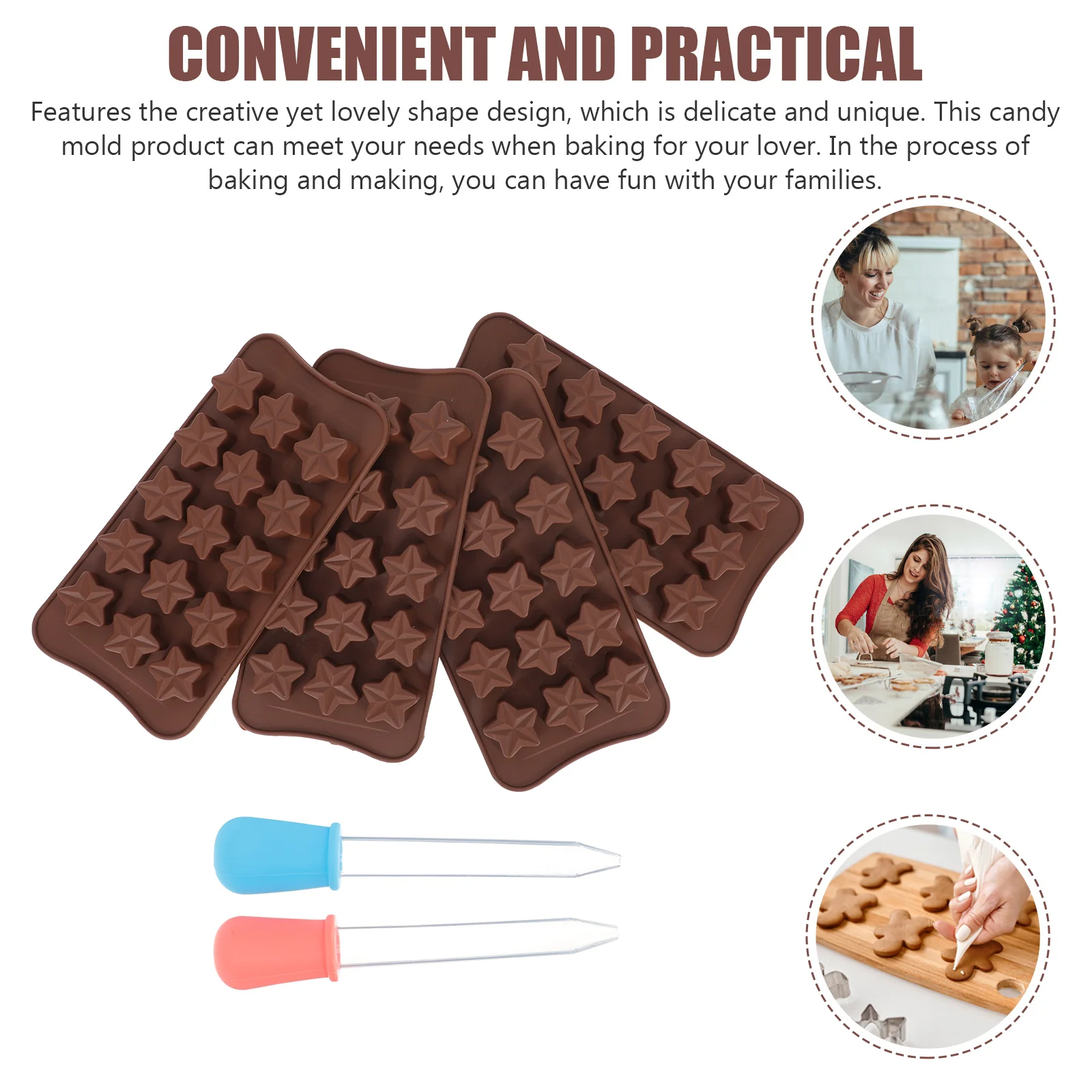 

1 set 1 Set Silicone Chocolate Molds Creative Baking Diy Tool Heat Resistant Cake Fondant Biscuit Cookie Candy Party Gift Set