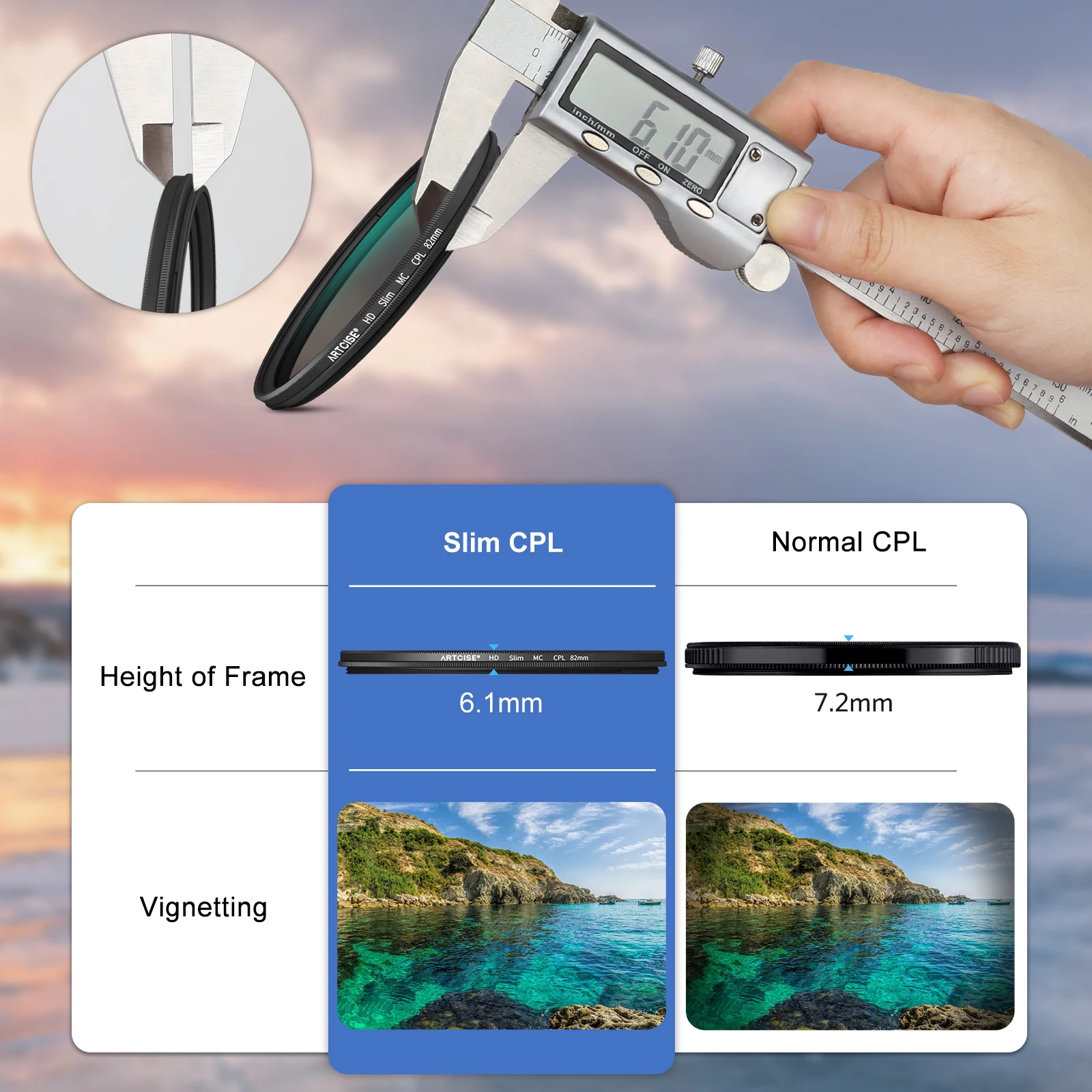 ขายส่งราคา ARTCISE MC CPL เลนส์ Polarizing Filter Circular Super Slim กรอบ37-82มม.อุปกรณ์เสริมสำหรับกล้อง Canon nikon DSLR
