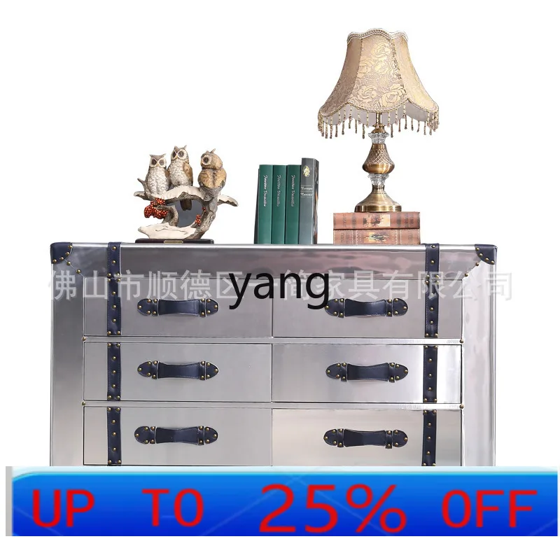 

LMM bedroom locker retro aluminum leather industrial style cafe side cabinet