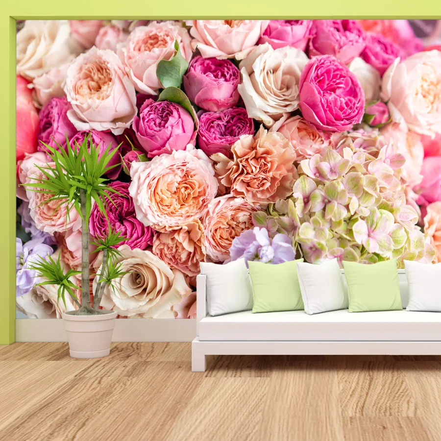 

Пользовательские обои Peel and Stick для украшения гостиной, обои, домашний декор, панель, цветочная красная роза, покрытие для дивана, мебели