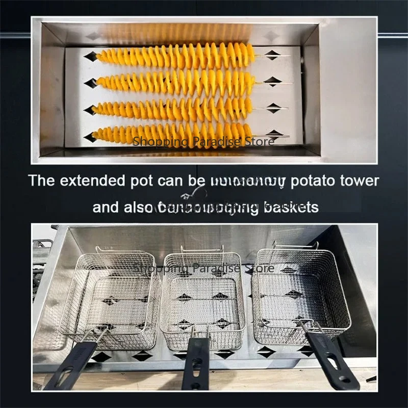 

40L Electric Fryer 7500W French Fries Machine Commercial Tornado Potato Hot Dog Sausage Fried Machine Churros Fryer 220V