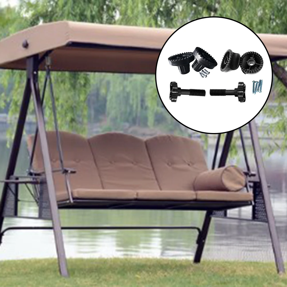 2 Sets Black Plastic Canopy Frame Components For Outdoor Porch Swing Chair Garden Rocking Chair Replacement Parts Accessories