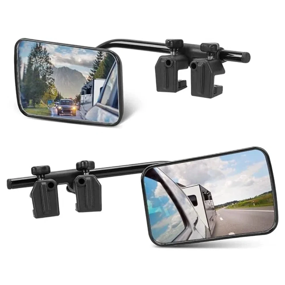 Miroirs de remorquage de voiture, miroirs de remorquage de caravane pour voitures, Extensions de miroirs d'aile pour remorquage de caravane avec pinces, paire universelle sûre