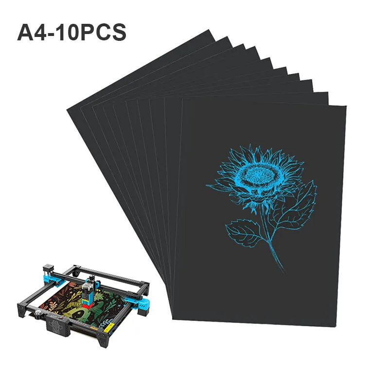 10pcs A4 Scratch Paper for Laser Engraving Colorful DIY Craft Art Supplies, Black Coated Multi-Color Layer Scratchboard for Gift