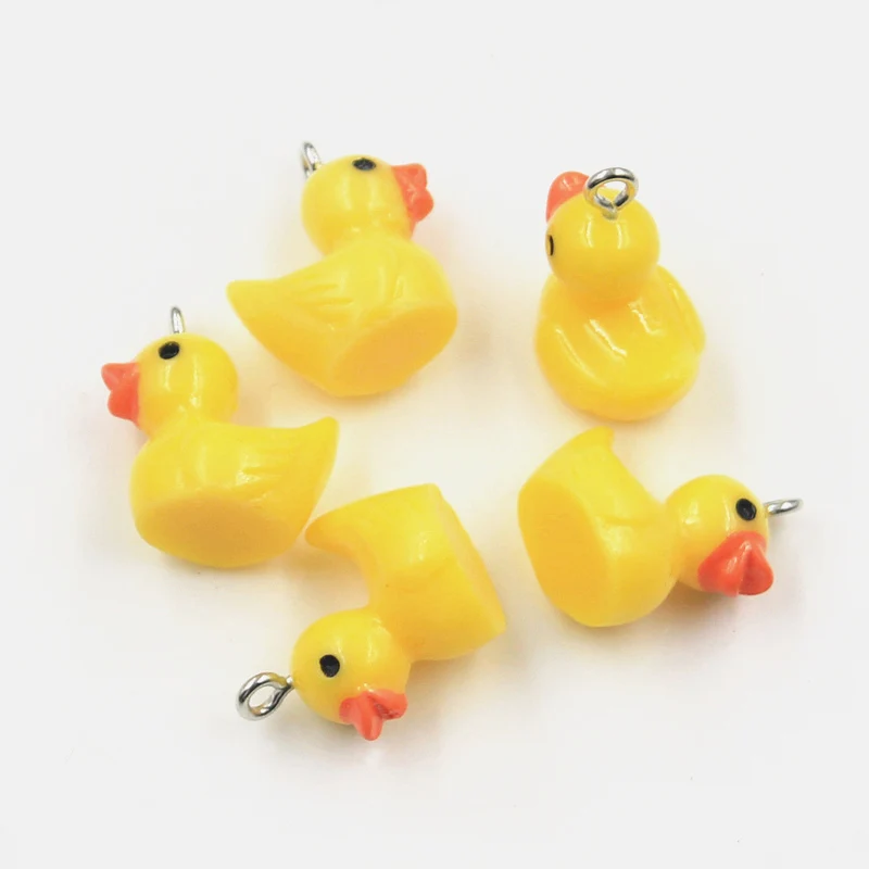 10pcs 3D Yellow Multicolour Duck Resin Charms Cute Animal Pendant For Jewelry Making Diy Earrings Keychain Craft Accessories