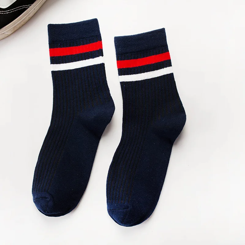 1/3 Pairs القطن الرجال الجوارب موضة جديدة عادية تنفس نشط سوكس عالية الجودة الرجال مخطط العصرية طويلة جورب Meias الاتحاد الأوروبي 39-44