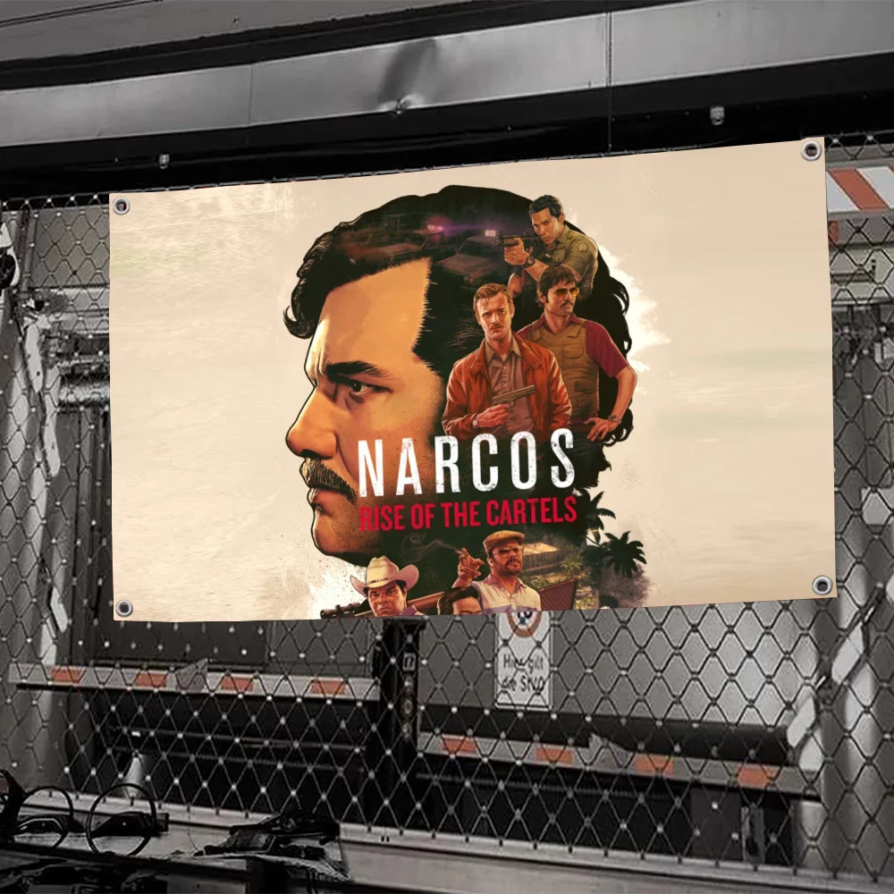 1pc narcos tv pablo escobar flur flagge flaggen und banner vier loch flagge polyester außen dekor raum ästhetisch