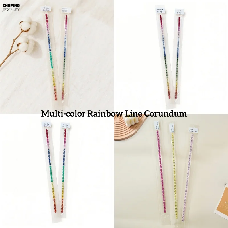 Emerald Or Oval Cut Lab Grown Rainbow Line Corundum Loose Gemstone 3x4mm 3x5mm 4x6mm Sizes Selectable Colors For Jewelry Making