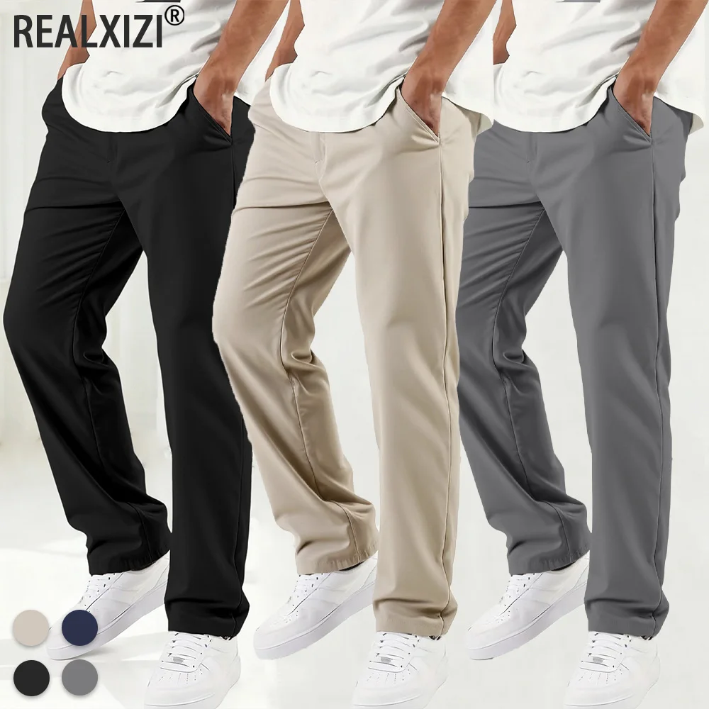 

Spring Autumn Men's Casual Pants Korean Loose Straight Pants Fashion Society Office Formal Trousers Simple Solid Color Long Pant