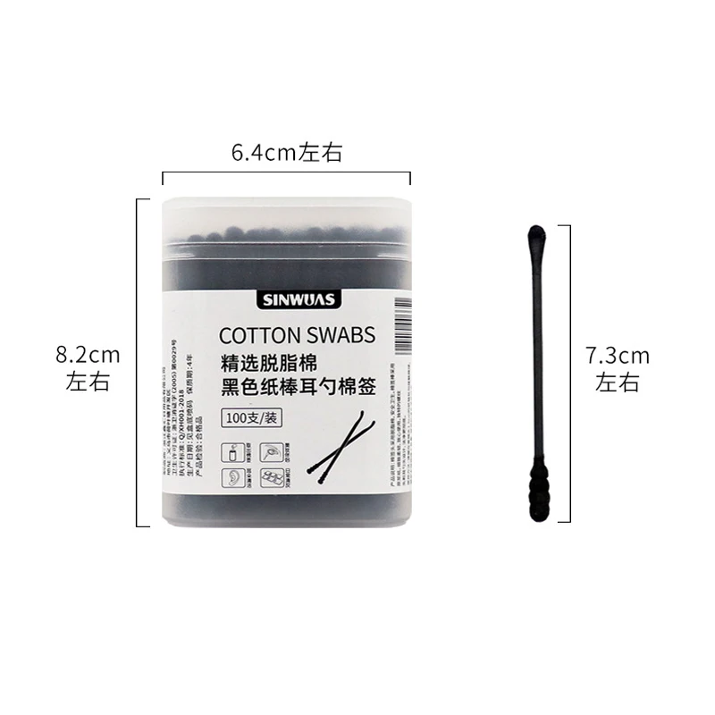 Black 100PCS Double Head Cotton Swab Women Makeup Lipstik Cotton Buds Tip Stick Nose Ear Cleaning Health Care Bastoncillos Oidos