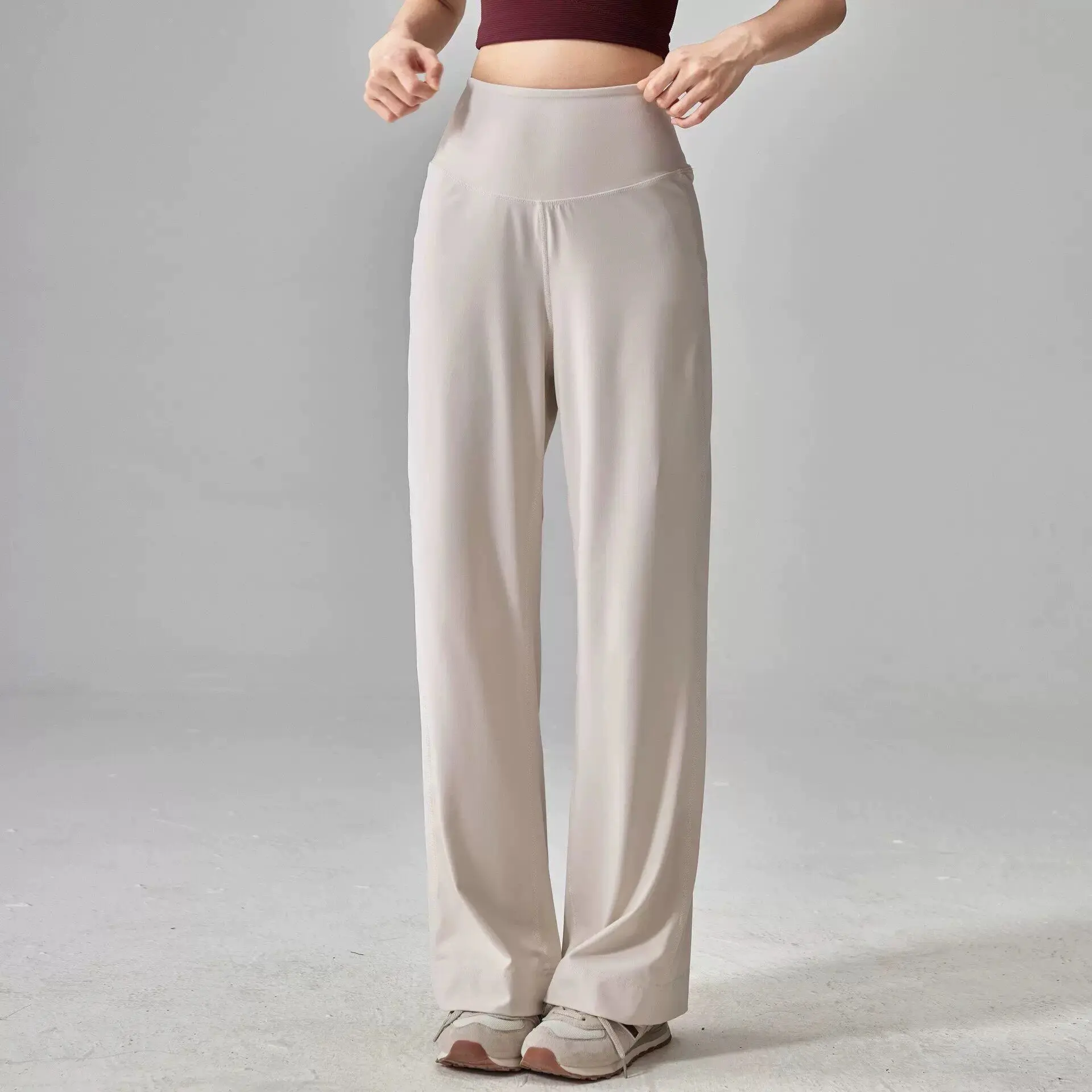 Pantalon large sportif taille haute pour femme, respirant et décontracté, idéal pour les activités de plein air