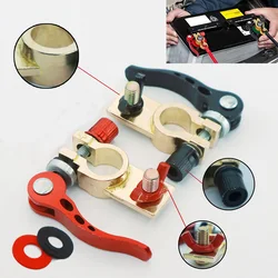 1 Pair Car Battery Terminals Brass Quick Release Auto Connector Battery Bornes Cable Terminal Adapter Clamps Clip Screw Top Post