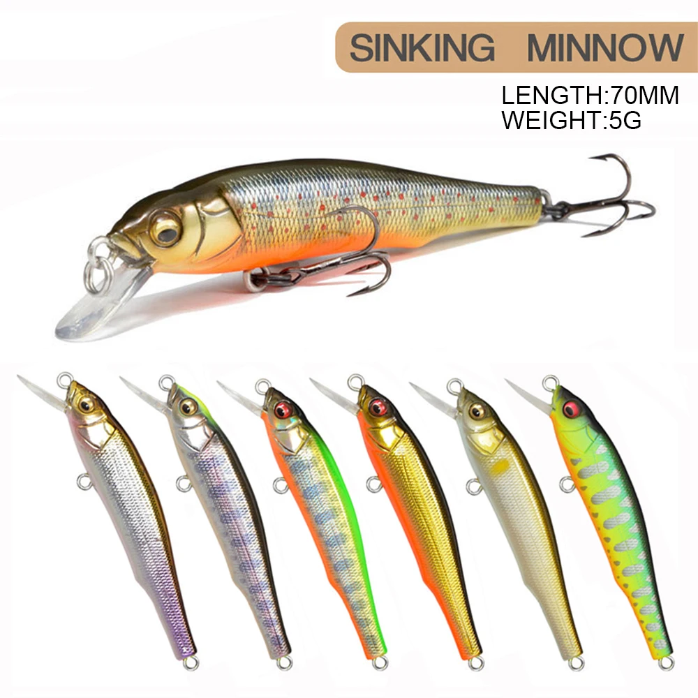 7cm 5g Fishing Lure Minnow Wobbler Hunting 70 Flatside Sinking Jerkbait Swimbait Artificial Hard Bait Stream Lure Fake Decoy