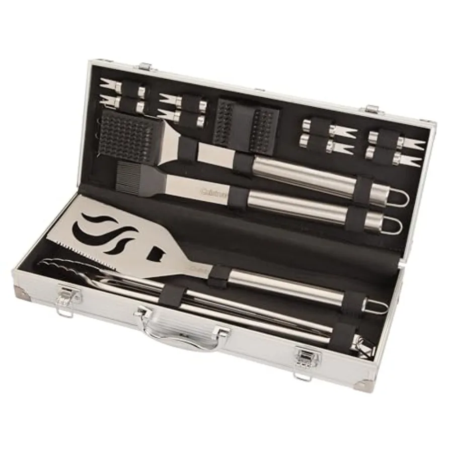 

Набор для гриля из 14 предметов: Делюкс-комплект аксессуаров для гриля из нержавеющей стали с лопаткой, щипцами, держателями для кукурузы, кистью для смазывания и щеткой для чистки