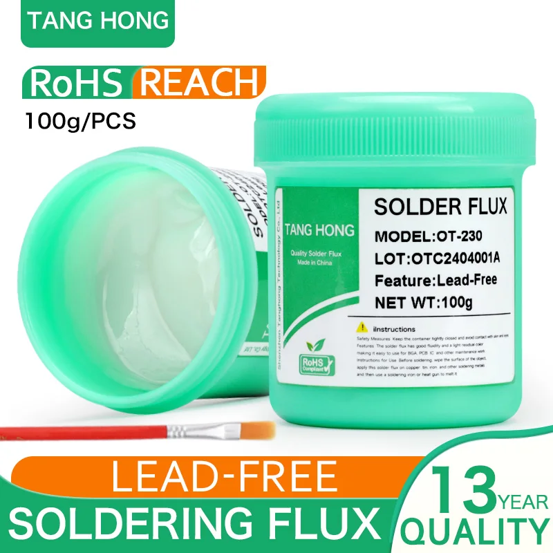 TANGHONG Lead-Free BGA Soldering Paste SMD Chip Mobile Phone Repair Welding No-Clean Rosin Soldering Oil Flux 100g