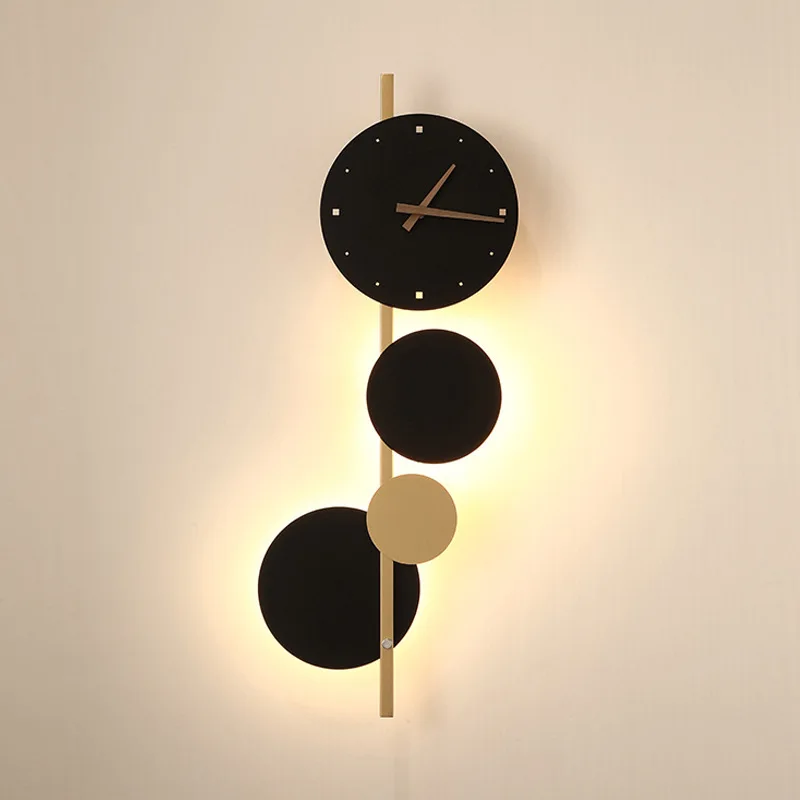 Lámpara de pared Led nórdica, iluminación interior de diseño de reloj artístico, Fondo de sala de estar, pared de Hotel, cabecera de dormitorio, luminaria de luz