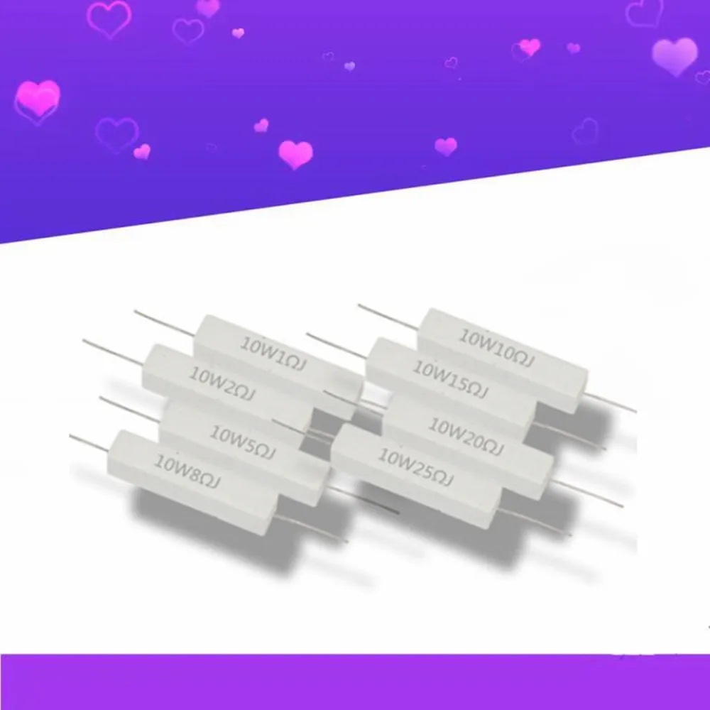 

10W Ceramic Cement Resistor 5% 100 Pcs In A Pack 0.1R 0.5 1 2 3 4.7 10 20 50 100 Ohm 6.8k 0.25R 0.5R 3R 27R 12R 100R