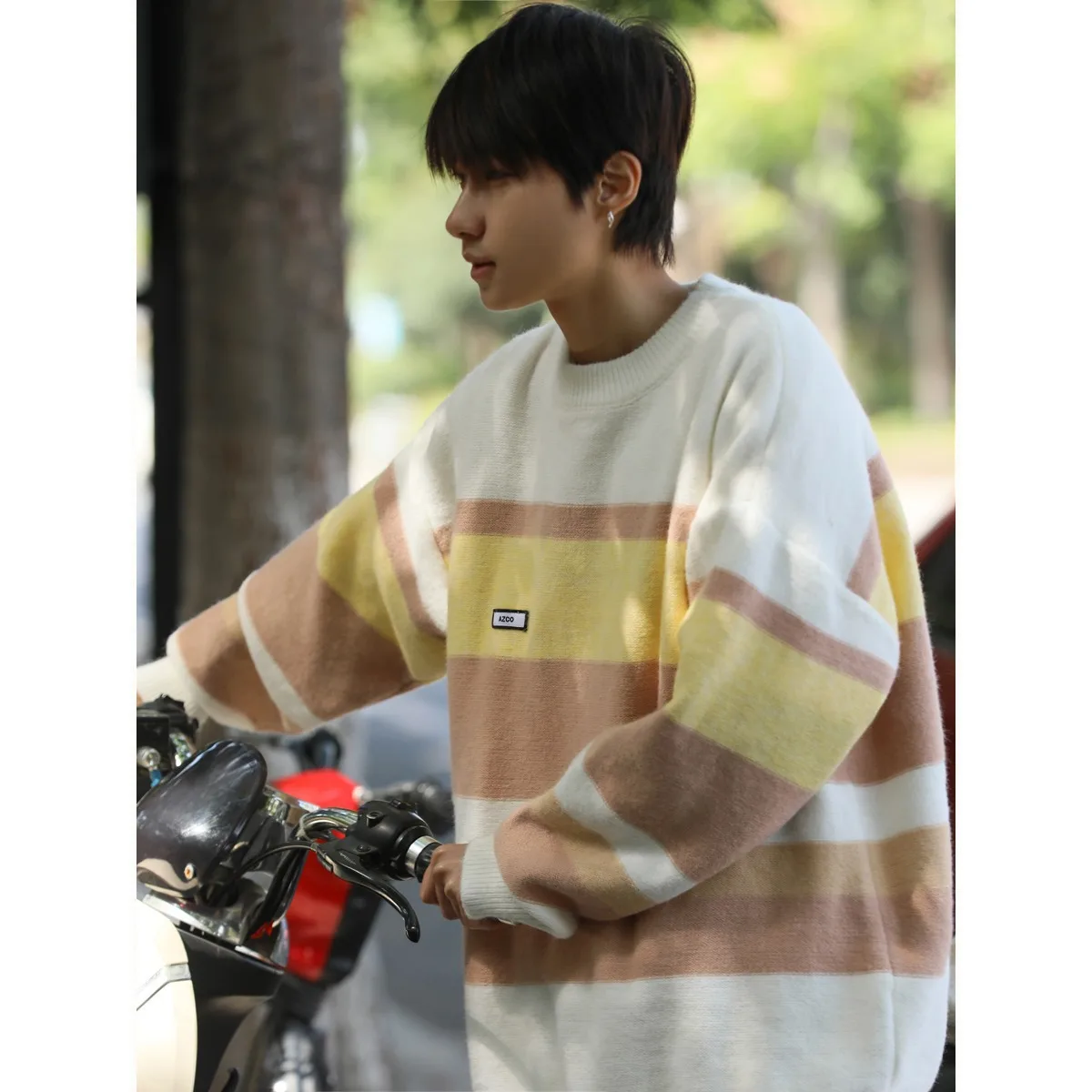 الخريف الشتاء الرجال الكورية Sle في سن المراهقة مخطط تريكو Faionable تنوعا اللون بلو كسول جولة Ne البلوز سترة