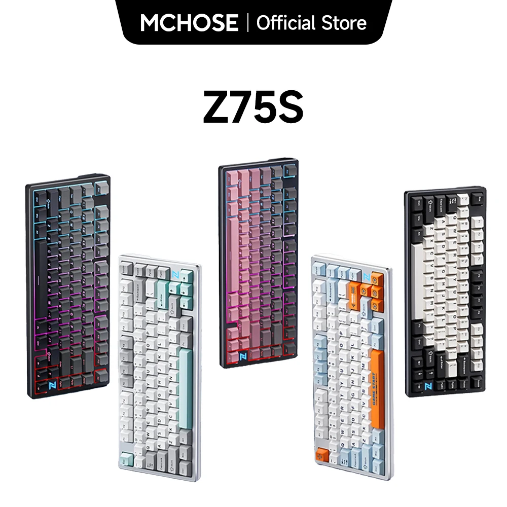 

MCHOSE Z75S Алюминиевая верхняя крышка Беспроводная механическая клавиатура BT5.0/2,4 ГГц/USB-C Пользовательские клавиатуры с возможностью горячей замены Линейный переключатель